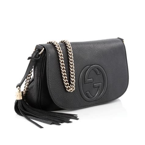 gucci soho medium chain strap black leather cross body bag|Gucci soho collection crossbody.